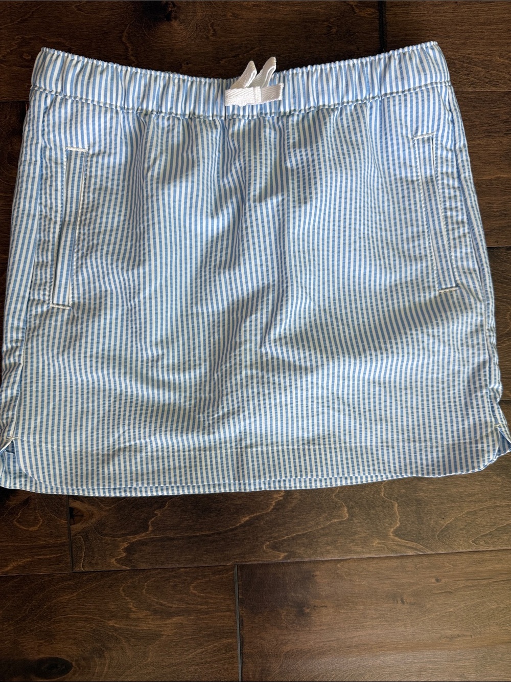 VGUC Magellan Outdoors Light Blue & White Striped Mini Skirt - girls M